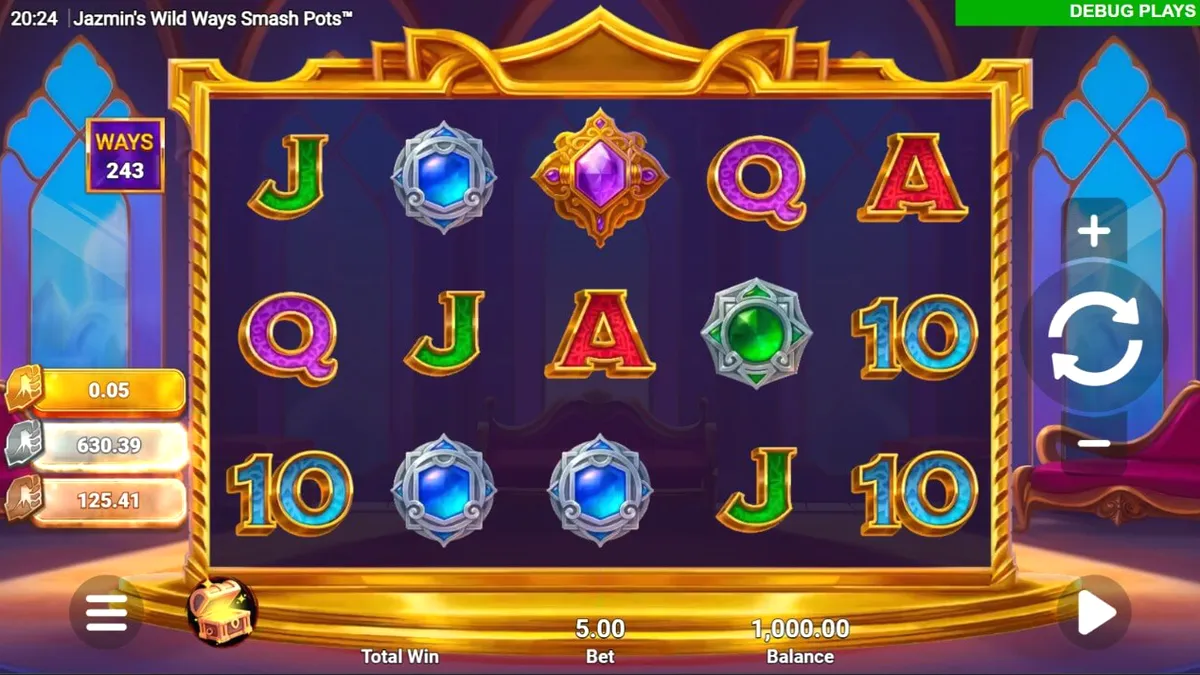 Tampilan visual slot Jazmin’s Wild Ways Smash Pots dengan tema Arabian yang mewah