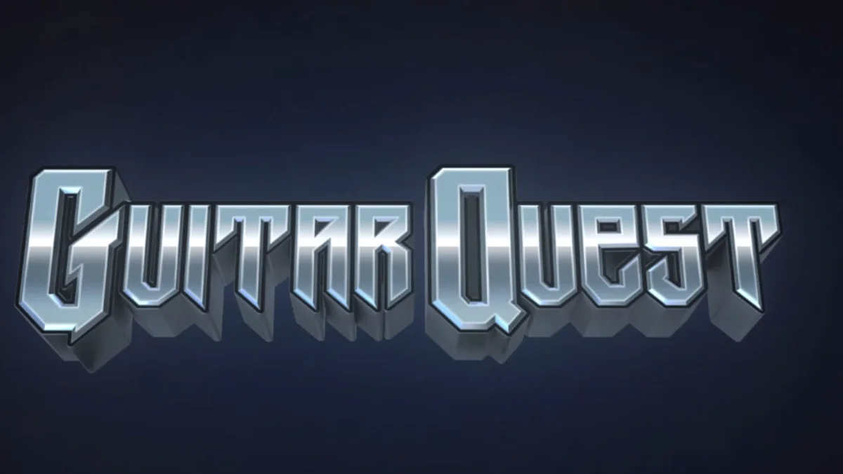 Tampilan visual slot Guitar Quest dengan nuansa rock garasi dan peralatan musik.